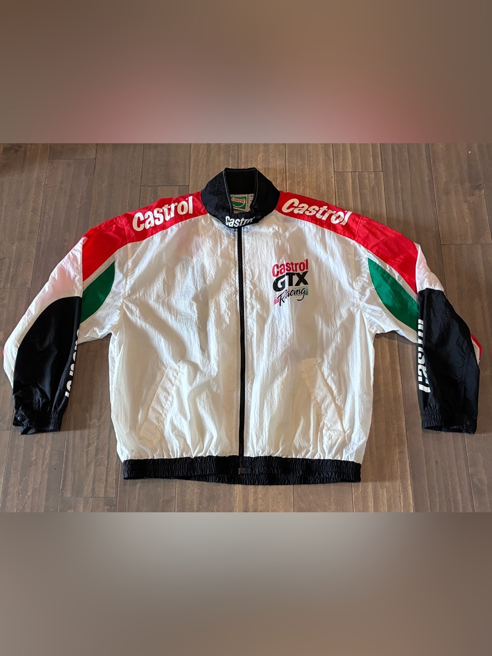 Vintage 90s Castrol GTX Racing Size XL Mens Windbreaker Jacket Full Zip Nylon